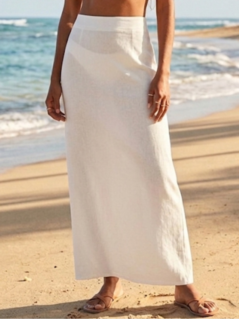 Monday Swimwear White Linen Skirt Size Small
